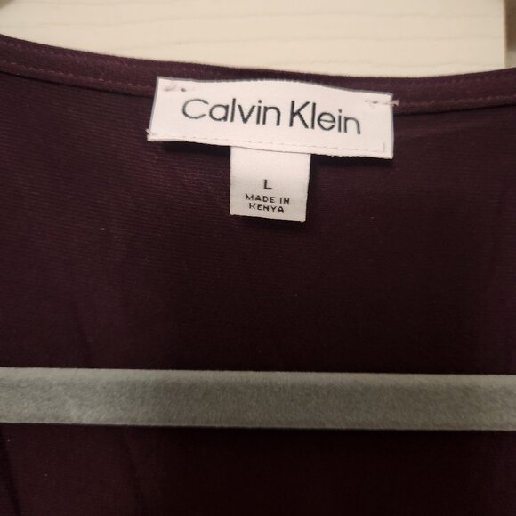 Calvin Klein V-neck Flutter Sleeve Blouse - Burgundy/Aubergine - Picture 3 of 3